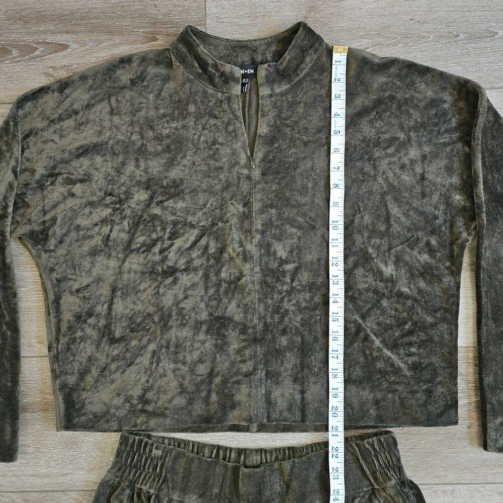 ME+EM Green Velour Track Suit 1/4 Zip Pullover US 8 & Pull on Joggers US 10 - Picture 5 of 11